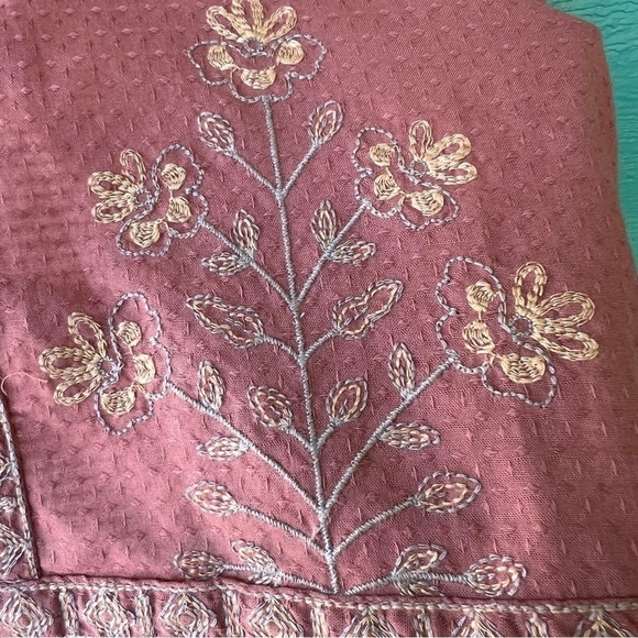 LOGO Lori Goldstein Boho Embroidered Jacket Mauve Size XL Hook Eye Closure NWT - Picture 5 of 9